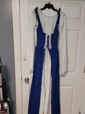 5 For $25 Blue Lace-Up Women’s Peasant Maxi Dress